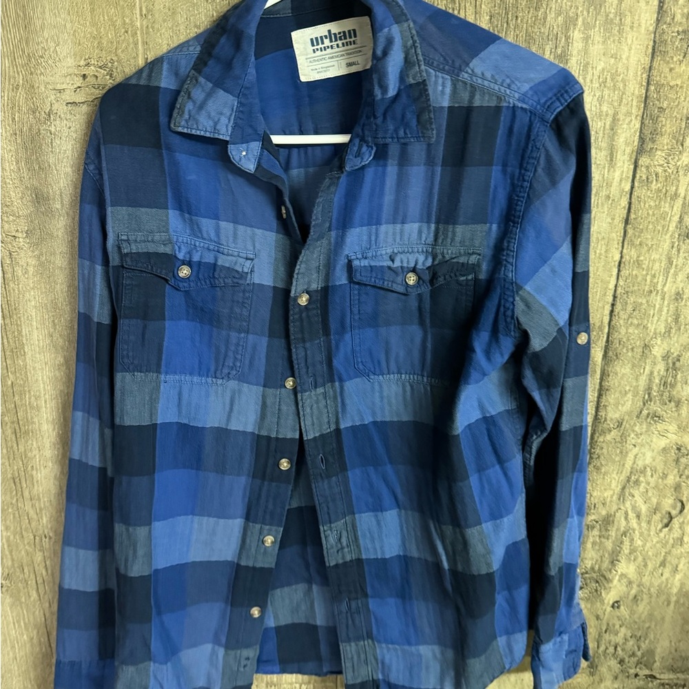 Urban Pipeline Men's Blue Checkered Shirt